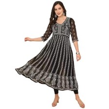 Women's Black Georgette Embroidered kurti jaipuri kurti code 51