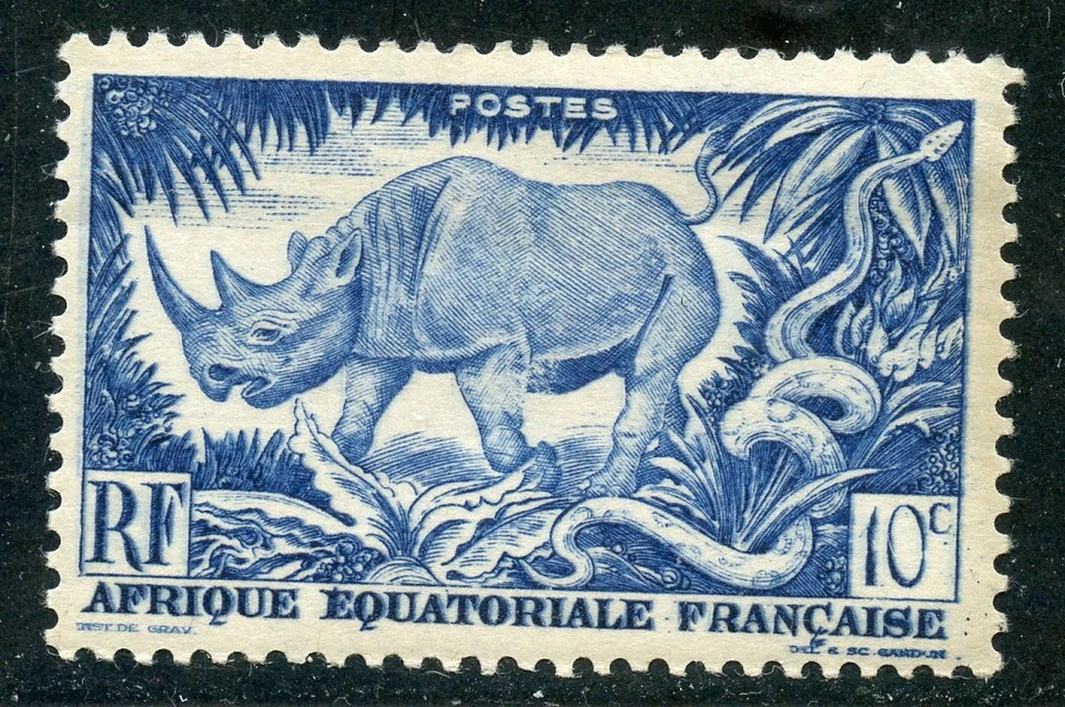 COLONIES FRANCAISES AFRIQUE EQUATORIALE FRANCAISE N° 208 ** FAUNE / RHINOCEROS - Photo 1/1
