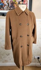 Marella Vintage Coat Uk 8-10 ~ Wool & Cashmere Blend Long Double Breasted Brown
