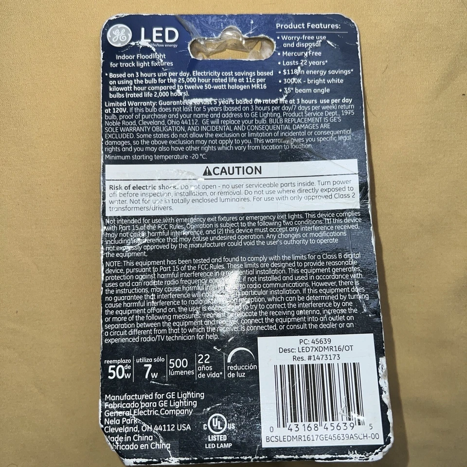 New GE LED MR16 Indoor Bulb 7 Watt 50W 3000K Bright White Dimmable LED7XDMR16/OT - Image 2 of 2
