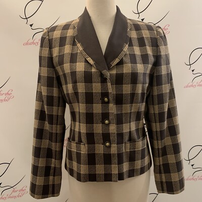 Atrium.  Size 4.  USA.  Poly/Rayon Plaid Professional Fitted Jacked.  Lined. DD.