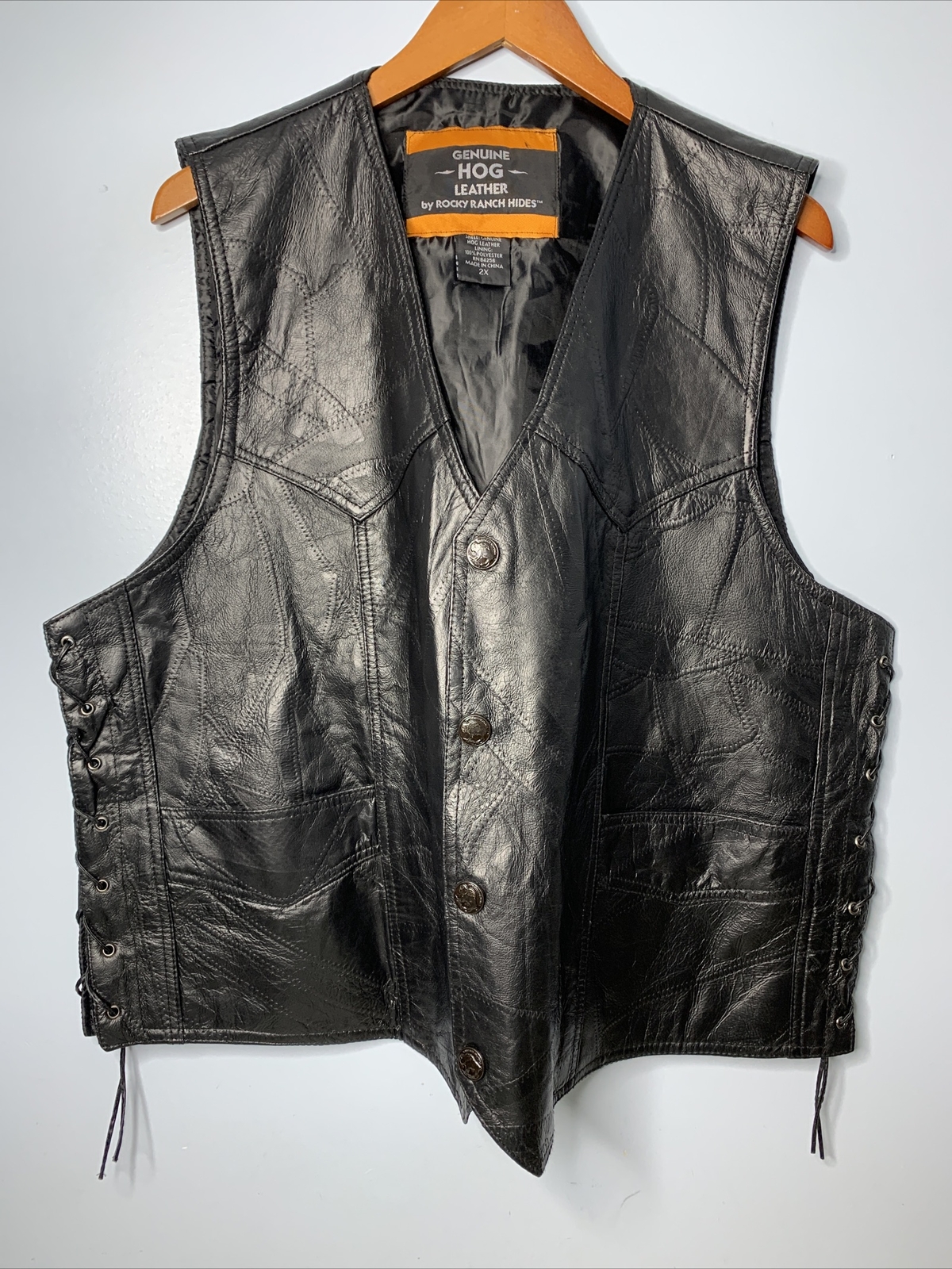 Rocky Ranch Hides Leather Vest Mens Sz 