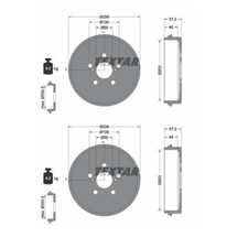 2x Textar 94049100 Bremstrommel Hinten für Toyota Yaris P21 PA1 PH1