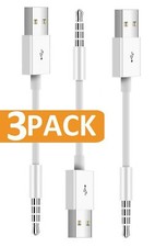 for iPod Shuffle Cable, 3-Pack 3.5mm Jack Plug to USB Power Charge USB Charge...