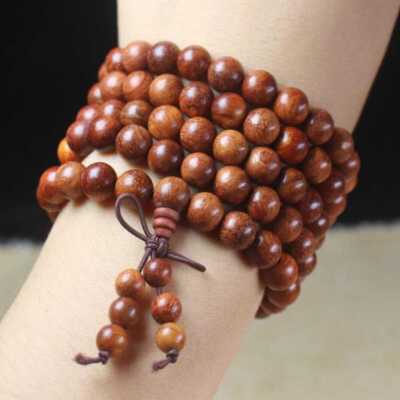 6mm 108 Natural Rosewood Cuff Mala Men Buddha Bracelet Yoga Unisex