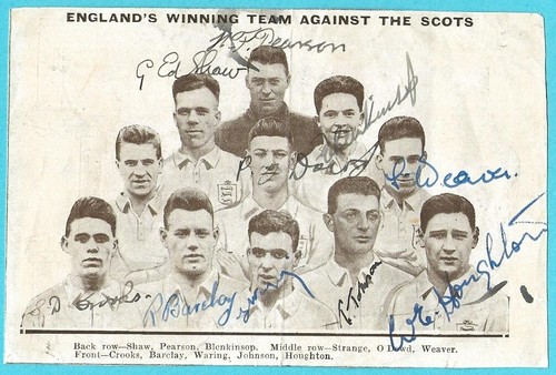 ENGLAND 1932 RARE ORIGINAL AUTOGRAPHED INTERNATIONAL TEAM GROUP 10 X SIGNATURES - Picture 2 of 4