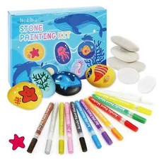 Childrens Craft Sets- Paint a Rock Painting Pebble Painting Kit Marine Designs