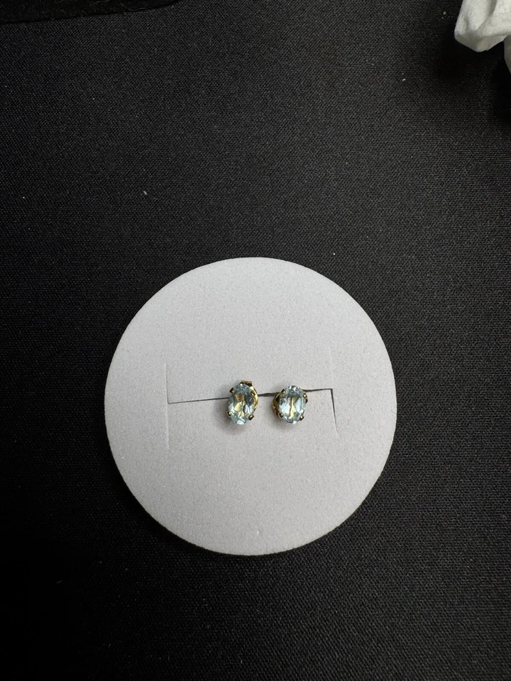 Parafusos ovais de água-marinha ouro sobre esterlina Ross Simons - Imagem 2 de 4