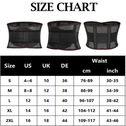 Back Brace for Lower Back Pain Relief Sciatica Breathable Lumbar Support Belt Uk - Picture 1 of 11