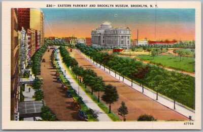 Eastern Parkway & Brooklyn Museum Brooklyn New York City Linen Postcard U191