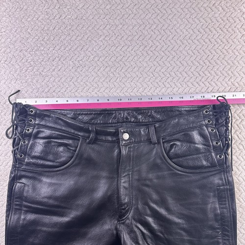 Men’s leather motorcycle Pants “Highway One” Side zip button Adjustable Sz 38 - Bild 11 von 22
