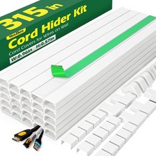 AZEN Cord Hider Kit, 315in Cord Covers for Wires on Wall, Paintable Wire Covers