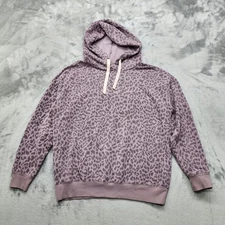 Buffalo by David Bitton Hoodie Womens XS Purple Iris Leopard Pullover Sweatshirt