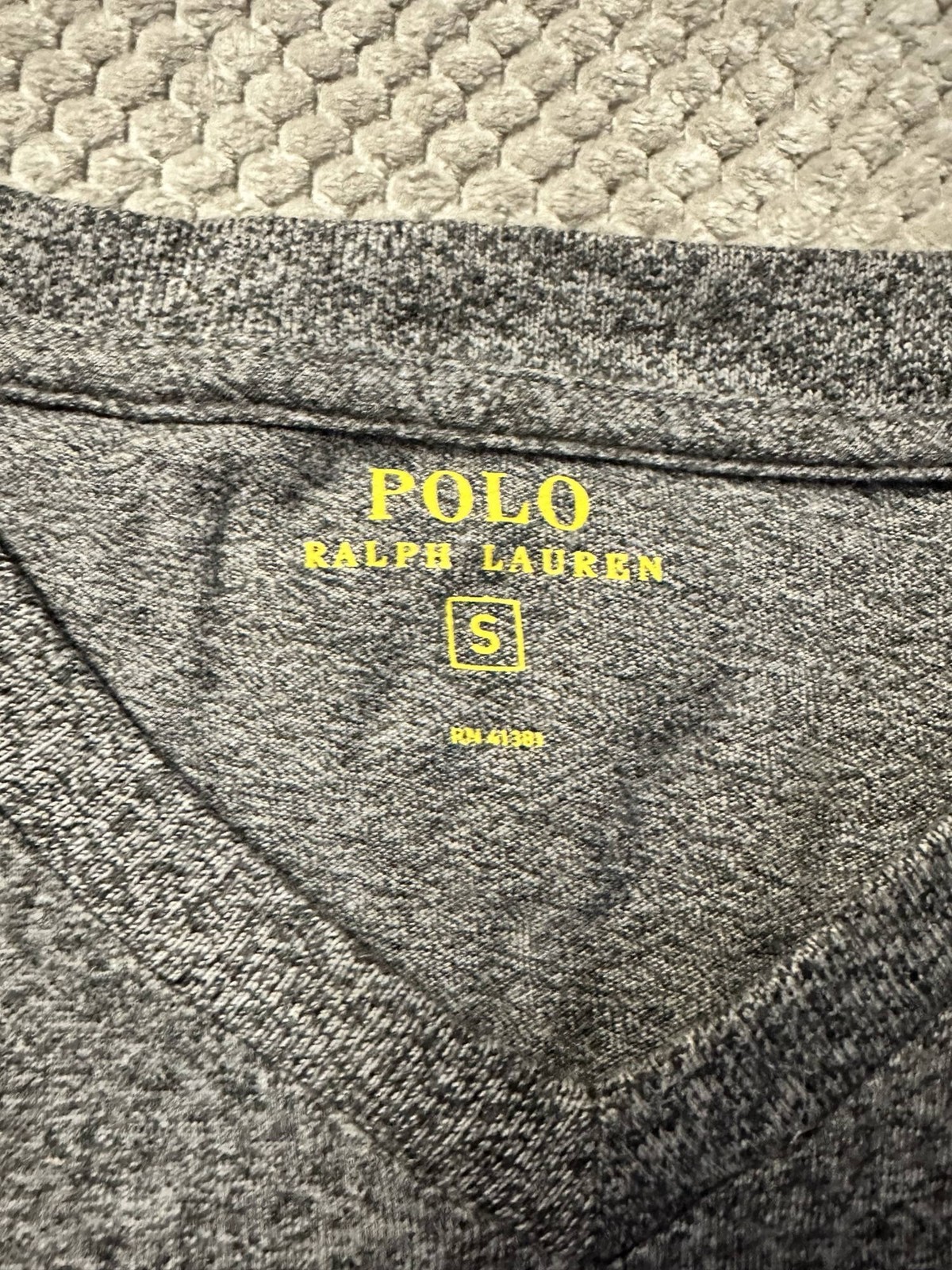 Ralph Lauren Short Sleeve V Neck T-Shirt Small Grey image 3