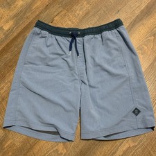 Free Fly Swim Shorts Men L Blue Boardshorts Bamboo Stretch Swimsuit 7.5 Inseam