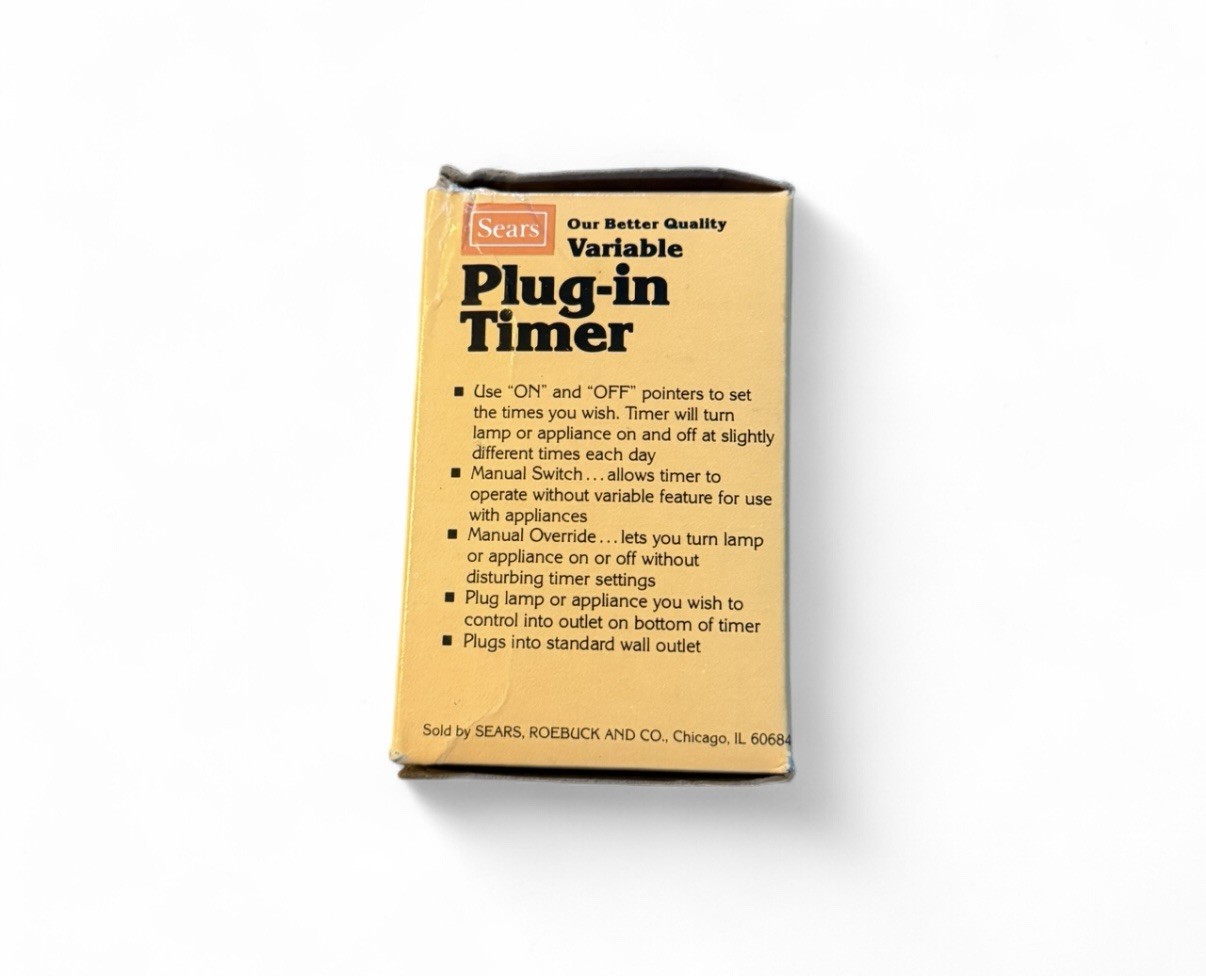 Sears Variable Plug-In Timer #34 6640 Lamp Lights Appliance Timer Vintage NOS