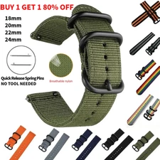 18mm 20mm 22mm 24mm Military Woven Nylon Wrist Watch Band Quick Release Strap