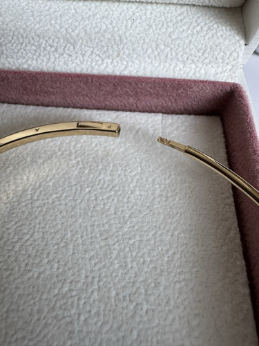 Pandora Signature 14k Solid Gold I-D Bangle Bracelet 552227C00 Size 3 (7.5") - Picture 11 of 11