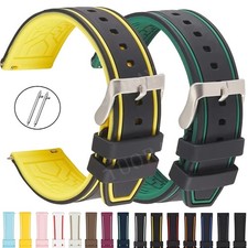 20mm 22mm 24mm 26mm Watch Strap Band Premium Silicone Rubber Sport Dual Colour