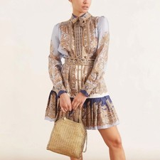 Zimmermann Luminous Dress Size 0 / 8 AU / 4 US Mini Paisley Scarf Silk Blue