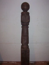 Antique 1880's 1/2 of Turned Wooden Newel Post Architectural Salvage Wall Mount