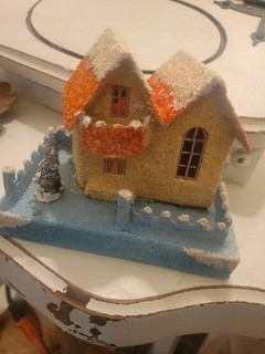 Vintage Christmas House Paper Cardboard Putz House Japan