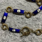 GUCCI Belt Necklace Logo Gold Chain Blue 70s Women's Unisex Accessory Authentic