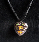 Cloisonne Birds In Flight Puffy Heart Pendant Double Sided On Black 18" Cord — photo 2