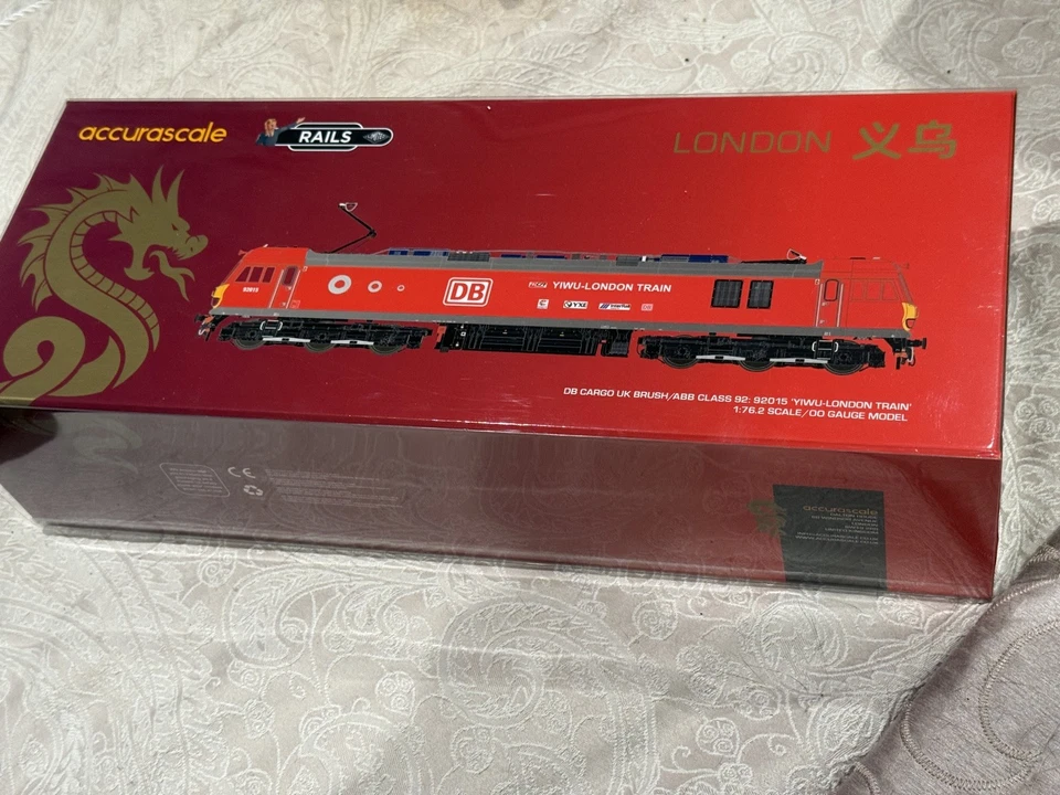Accurascale Spur O Class 92 DB rot 92015 Yiwu-LONDON TRAIN BMIB