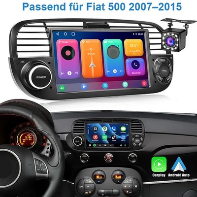 Für Fiat 500 2007-2015 Autoradio Android 14 Carplay GPS NAVI RDS 64GB mit Kamera