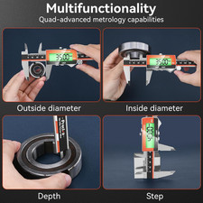 Rechargeable Backlit Vernier Caliper150Mm Digital Vernier Caliper IP54 Waterp...