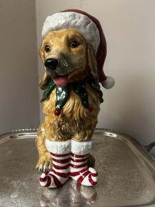 Golden Retriever Dog Statue Figurine Blue Sky Clayworks Holiday 14" EXCELLENT