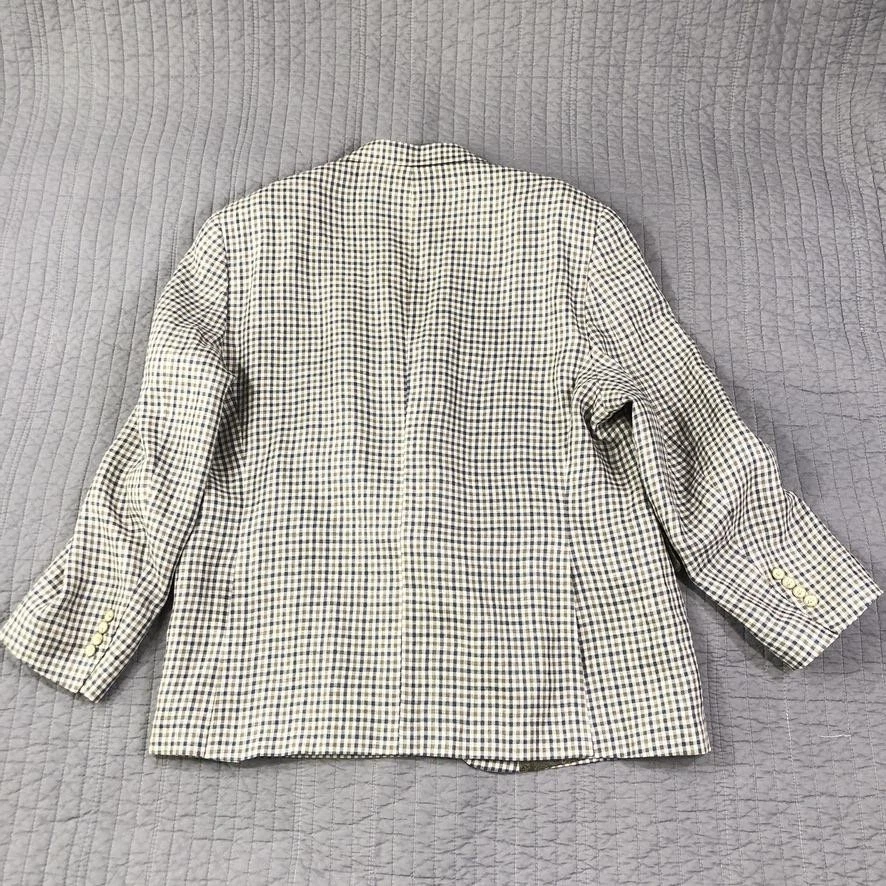 Blazer Tallia Para Hombre 50R Azul Verde Lino Cuadros Abrigo Deportivo Dos Botones Doble Ventilación Foto 3 de 4