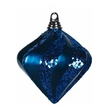 Vickerman 6'' Plastic Candy/Glitter Swirl Diamond Christmas Ornament in Sea Blue