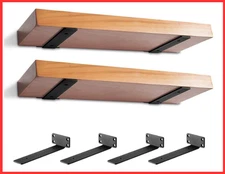 Heavy Duty 6" Floating Shelf Brackets, 4 Pack Black Metal Wall Supports