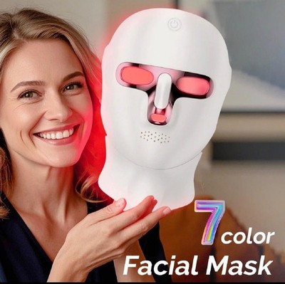 LED Gesichtsmaske Nacken 7 Farben Wiederaufladbar Phototherapie Anti-Age USB