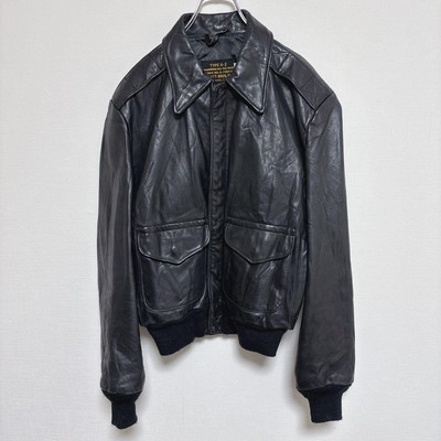 80s schott a2 flight jacket black size 42 W57cm L65cm