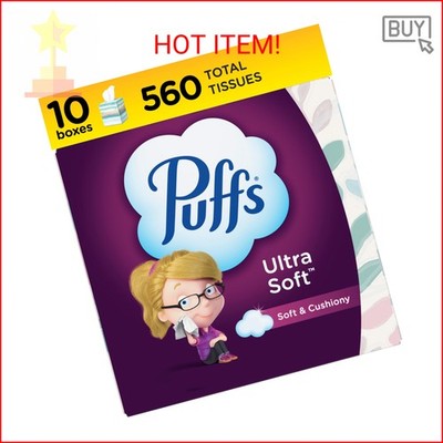 Puffs Ultra Soft Non-Lotion Tissues, 10 Cubes, 56 Tissues Per Box
