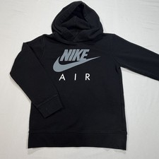 Nike Air Hoddie Chest Logo Boys Size 6-7 Black EUC