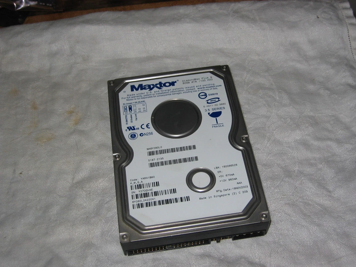 MAXTOR Disque Dur 80Go SATA 3.5 DiamondMax 10 6V080E0 7200RPM 8Mo