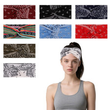 8 Packs Bandana Headbands for Women Girls, Boho Printed Elastic Stretch Bow Non