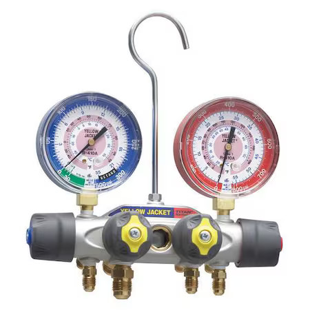 Yellow Jacket 49962 Mechanical Manifold Gauge Set,4-Valve - Picture 1 of 1