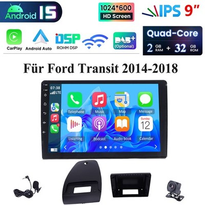 9'' Autoradio GPS Navi Wifi 2+32GB Für Ford Transit Connect 2014-2018 mit Carplay
