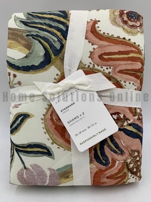 Pottery Barn Eleanor Palempore Percale Comforter Shams S/2 Standard #J5346