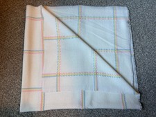 VTG Pastel Plaid Baby Blanket Unisex Fringed Waffle Off-White Blue Yellow Pink