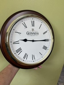Vintage Guinness Draught Beer Heavy Well Made Wooden Wall Clock.
