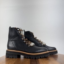 New Womens Marc Fisher LTD Izzie Black Leather Shearling Ankle Boots Size 8.5 M