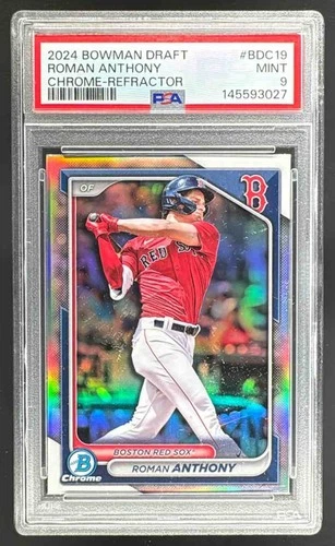 145593027 Roman Anthony 2024 Bowman Draft #BDC-19 Refractor Chrome PSA 9