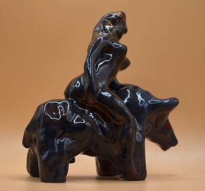 ''Europa the Rider'' - Expensive Original Clay Sculpture. Hand made & glazed.