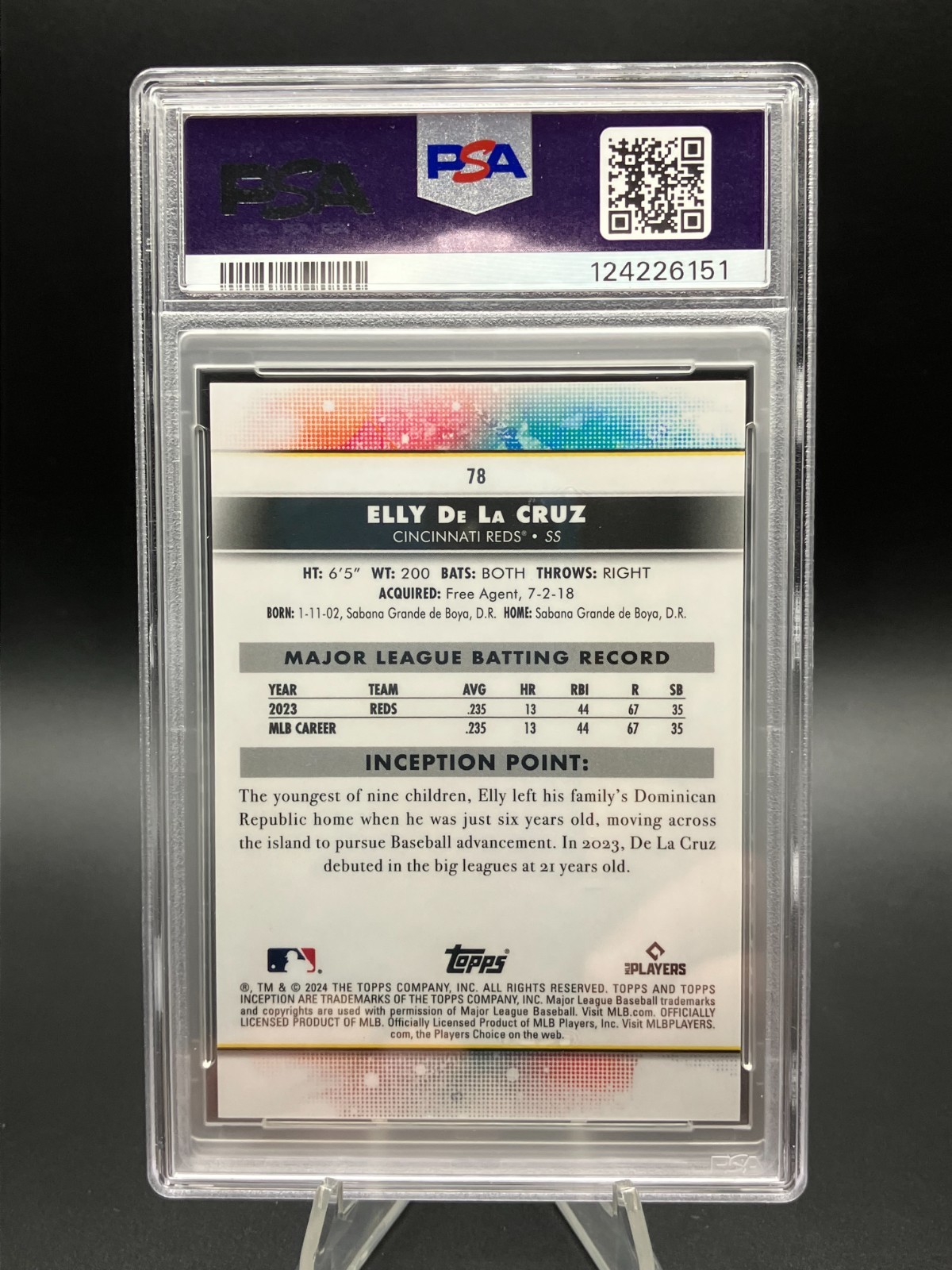 Elly De La Cruz 2024 Topps Inception Green PSA 9 RC Rookie Card #78 Reds view 5